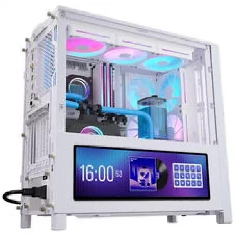 Corsair FRAME 4000D LCD RS PC-Gehäuse, Midi-Tower, ATX, ARGB, gehärtetes Glas - Weiß