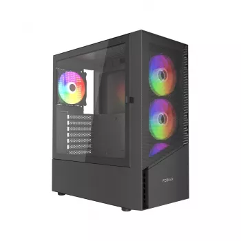 PC-Gehäuse GEMBIRD Fornax 4300 Midi Tower ATX, gehärtetes Glas, 2x 3,5-Zoll-Einschübe, 3x 2,5-Zoll-Einschübe, ARGB-Lüfterunterstützung, USB 3.2 Gen1