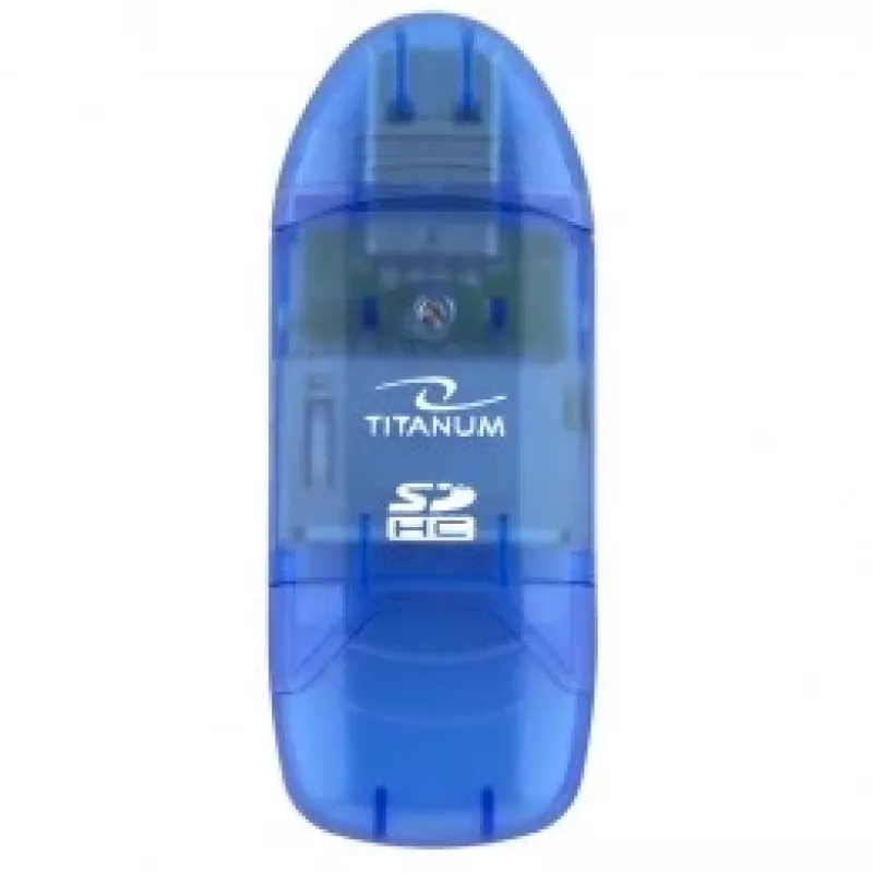 Kartenleser Titanum TA101B USB 2.0, blau – unterstützt MicroSD, SD/SDHC, MMC, MS-Formate, 480 Mbit/s