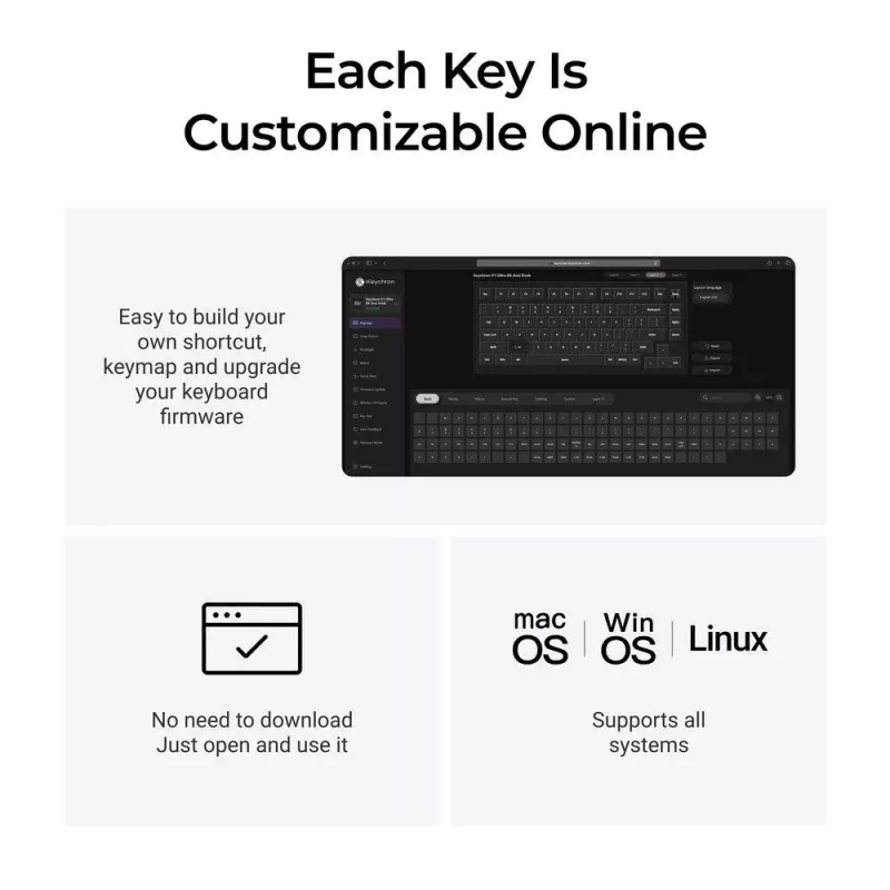 Mechanische 75%-Tastatur Keychron V1 Ultra 8K — QWERTY, Bluetooth & Kabel, RGB, Schwarz