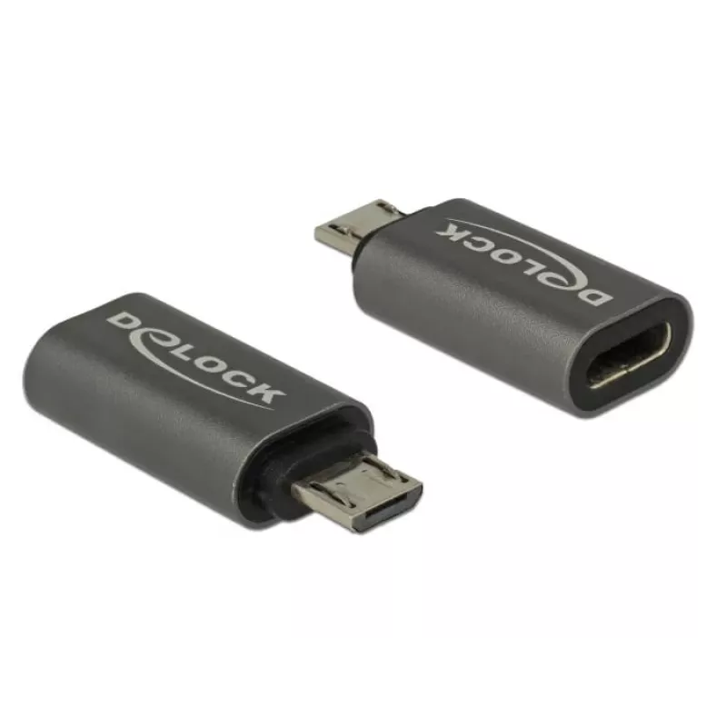 DeLOCK - USB-Adapter - USB-C (W) auf Micro-USB Typ B (M) - USB 3.1 Gen 1 - 2,8 cm - Anthrazit (65927)