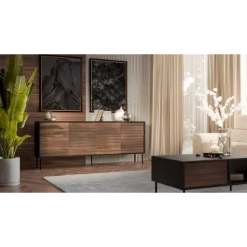 Cama 4D CORTINA Kommode 200x40x81 schwarz/Walnuss