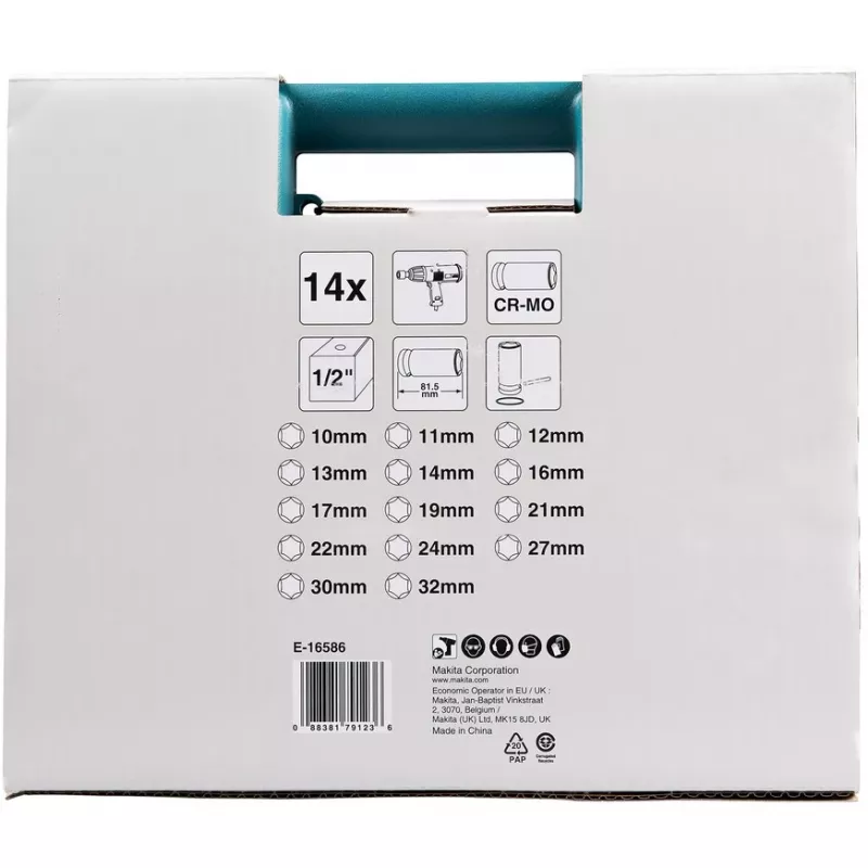 Makita E-16586 Schlagschrauber-Steckschlüssel Steckschlüsselsatz Schwarz, Grün