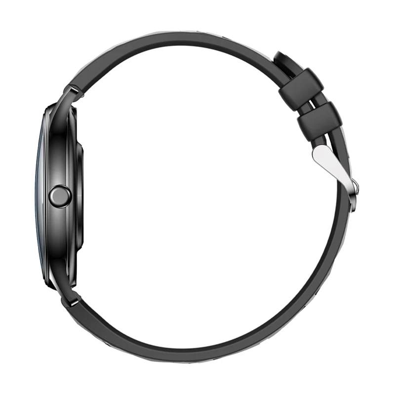 Smartwatch Colmi L28 mit schwarzem Silikon- und schwarzem Lederarmband