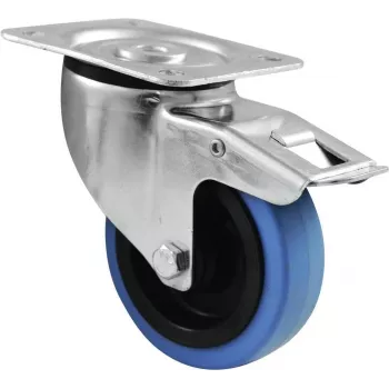 Transportrolle Roadinger 30004007 100 mm blau mit Bremse