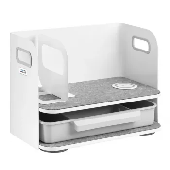 Schreibtisch-Organizer mit Schublade und kabellosem Ladegerät Ergo Office, weiß, max. 10kg, ER-441