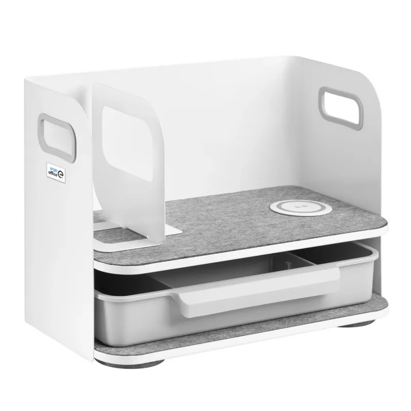 Schreibtisch-Organizer mit Schublade und kabellosem Ladegerät Ergo Office, weiß, max. 10kg, ER-441