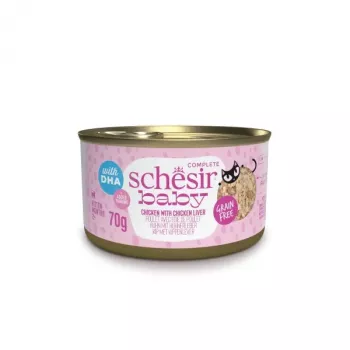 Nassfutter für Katzen Agras Pet Foods Schesir Baby in Brühe 70 g — Huhn, getreidefrei, für Junge Katzen