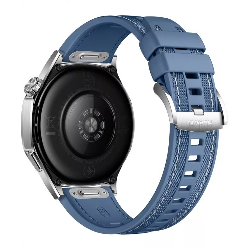 Smartwatch HUAWEI WATCH GT5 46mm – 1,43 Zoll AMOLED, GPS, 524 mAh, Edelstahlgehäuse, blaues gewebtes Armband