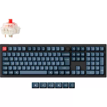 V6 Max, Gaming-Tastatur schwarz/blau-grau, DE-Layout, Gateron Jupiter Red, Hot-Swap, RGB