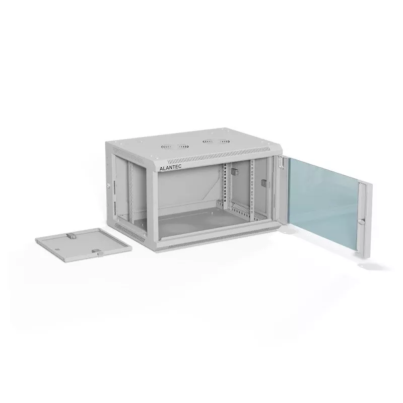 ALANTEC Netzwerkschrank 19 6HE 600x450, Grau FLACHVERPACKT