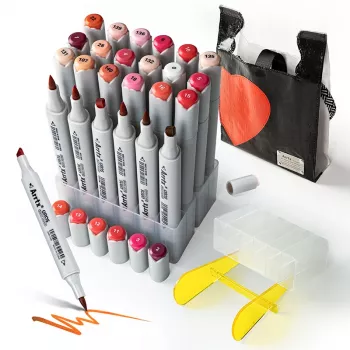 Arrtx Doppelspitzen-Marker LC302536 24 Farben — Rottöne Set
