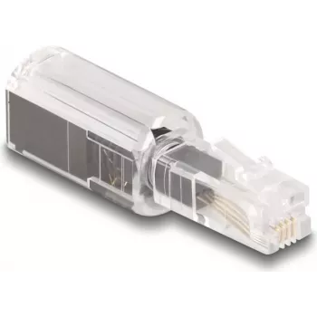 Kabeladapter DeLOCK 88168 RJ10 Schwarz Transparent Vergoldete Anschlüsse