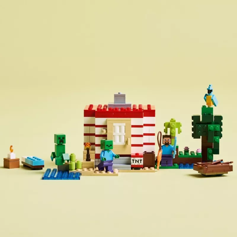 LEGO Minecraft Set 21275 TNT Dschungelhaus Bauspielzeug, 287 Teile, 2 Minifiguren, ab 8 Jahren