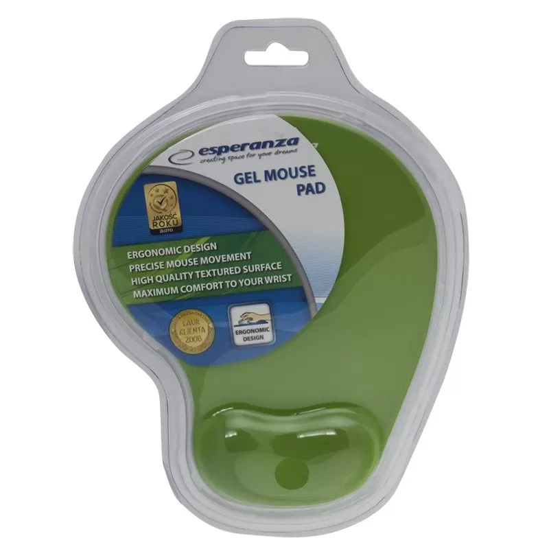Mauspad ESPERANZA EA137G Gel mit Handgelenkauflage, einfarbig grün, rutschfeste Unterseite