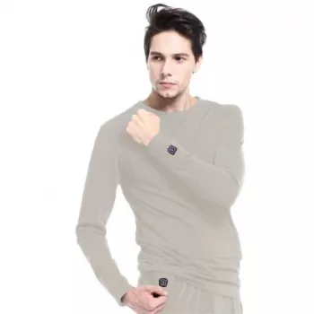 Bluse Glovii GJ1GL Rundhals Langarm Grau Elastan Polyester
