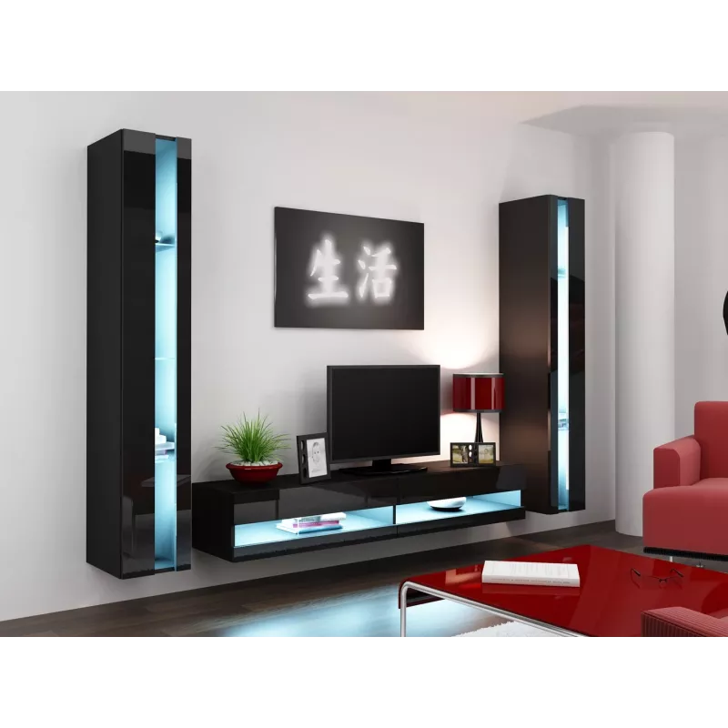 Cama TV-Ständer VIGO neu 30/180/40 schwarz/schwarz glänzend