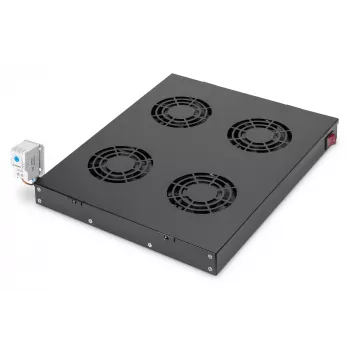 Digitus DN-19 FAN-4-HO-SW 19-Zoll-Dachlüftereinheit, 4 Lüfter, Thermostat, schwarz