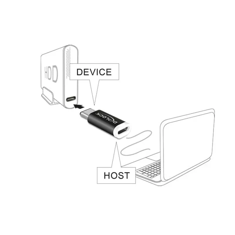 Delock - USB-Adapter - 24 Pin USB-C (M) auf Micro-USB Typ B (W) - USB 3.1 - Schwarz (65678)
