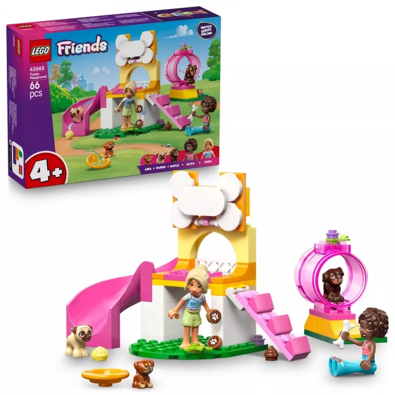 Konstruktionsspielzeug LEGO Friends Welpenspielplatz Set 42665, 66 Teile, 2 Minifiguren, Alter 4+