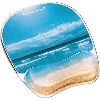 Fellowes Mauspad Handgelenkauflage - Foto-Gel-Mauspad mit rutschfester Gummibasis und antibakteriellem Schutz - Ergonomisches Mauspad für Computer, Laptop, Home-Office - Sandbeige