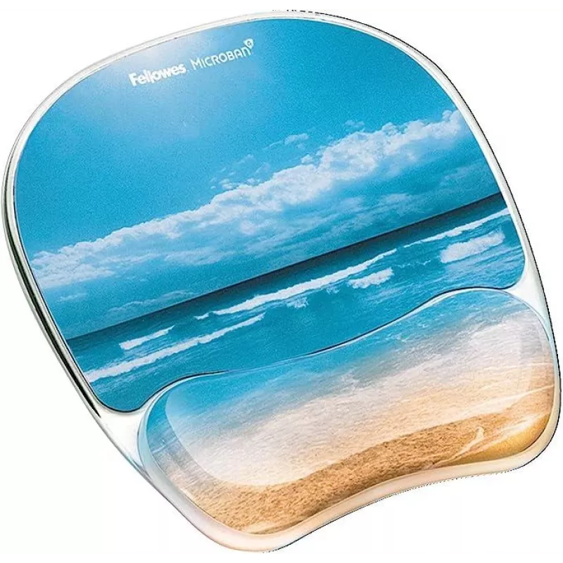Fellowes Mauspad Handgelenkauflage - Foto-Gel-Mauspad mit rutschfester Gummibasis und antibakteriellem Schutz - Ergonomisches Mauspad für Computer, Laptop, Home-Office - Sandbeige