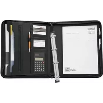 Portfolio-Ordner WEDO Collegemappe DIN A4 mit integriertem Taschenrechner, schwarzes Kunstleder