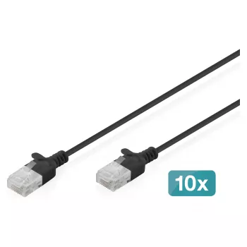 Patchkabel DIGITUS CAT 6 U-UTP schlank, 1 m, schwarz — 10er-Pack