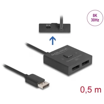 Delock - Video-Verteiler/-Umschalter - 8K, bidirektional - 2 x DisplayPort - Desktop (18906)