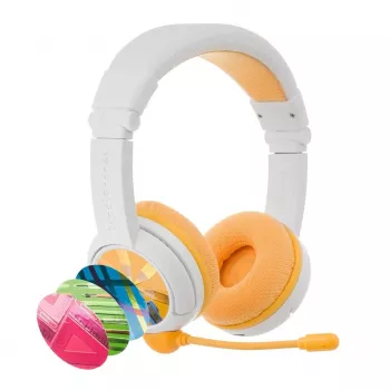 BuddyPhones School+ Headset Kabelgebunden & Kabellos Kopfbügel Anrufe/Musik USB Typ-C Bluetooth Weiß, Gelb
