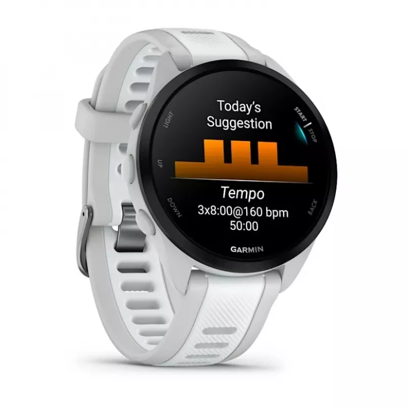 Smartwatch GARMIN Forerunner 165 Music — GPS, 1.2 Zoll AMOLED, 43 mm Gehäuse, 11 Tage Akku, 5 ATM, 4 GB, Grau