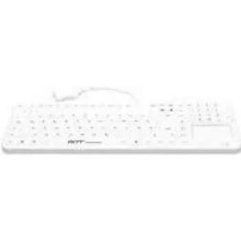 GETT GCQ CleanType Prime Touch+ USB Silikon-Tastatur, Magnete hinten, desinfizierbar, wasserdicht IP65, hintergrundbeleuchtet, Weiß, 109 Tasten (DE) (KG26236)
