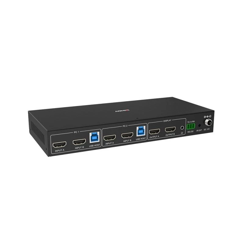 Lindy 2 Port Dual Head HDMI 4K60, USB 3.0 KVM-Switch, 4096 x 2160 Pixel, 4K Ultra HD, Schwarz