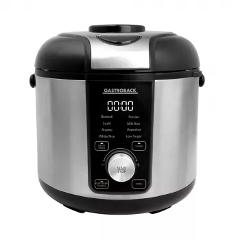 Reiskocher GASTROBACK Rice Control Low Carb & Steam, 3 L, 450 W, schwarz/Edelstahl