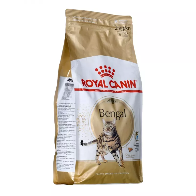 Royal Canin Bengal Adult Trockenfutter für Katzen 2 kg — Geflügel, 40 % Protein, 18 % Fett, Verdauungs- & Hautpflege