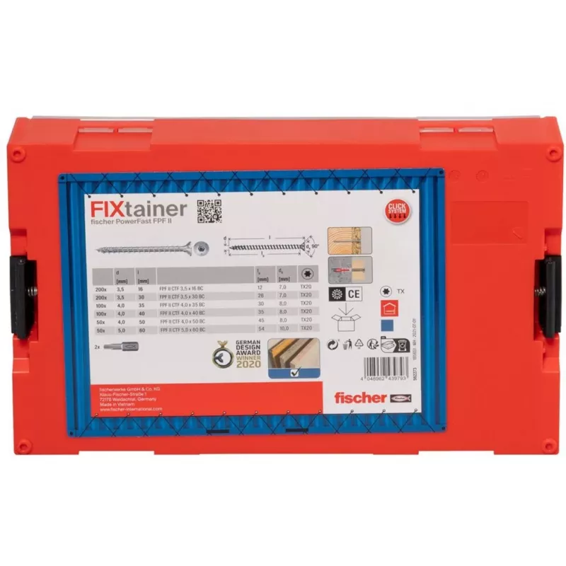 Schraubenset FISCHER FixTainer PowerFast II, 702 Stück, Vollgewinde, galvanisch verzinkt