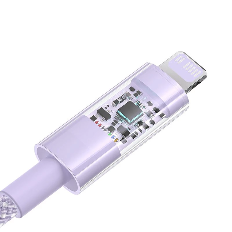 USB-C auf Lightning Schnellladekabel Baseus Gem 1 m 20 W Violett, Nylonummantelung, 7-Pin Lightning