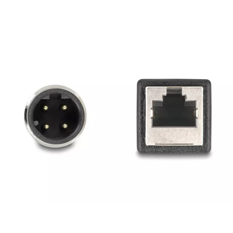 DeLOCK M12 Adapterkabel D-codiert 4-polig Stecker auf RJ45 Buchse 50 cm
