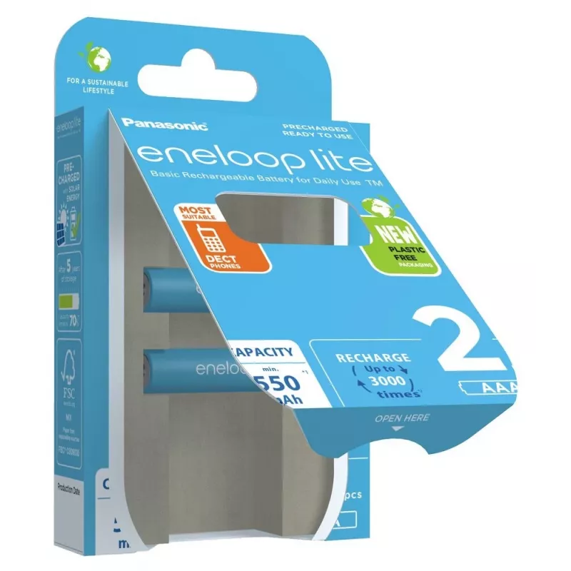 Wiederaufladbare Batterien PANASONIC ENELOOP LITE AAA 550 mAh 2 Stk. (BK-4LCCE/2CP)