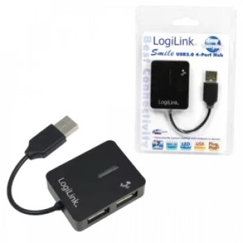 USB-Hub LOGILINK UA0139 – 4‑Port USB 2.0, 480 Mbit/s, schwarz