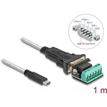 DeLOCK Adapter USB Type-C auf Seriell RS-422/485 Stecker 1m 5V