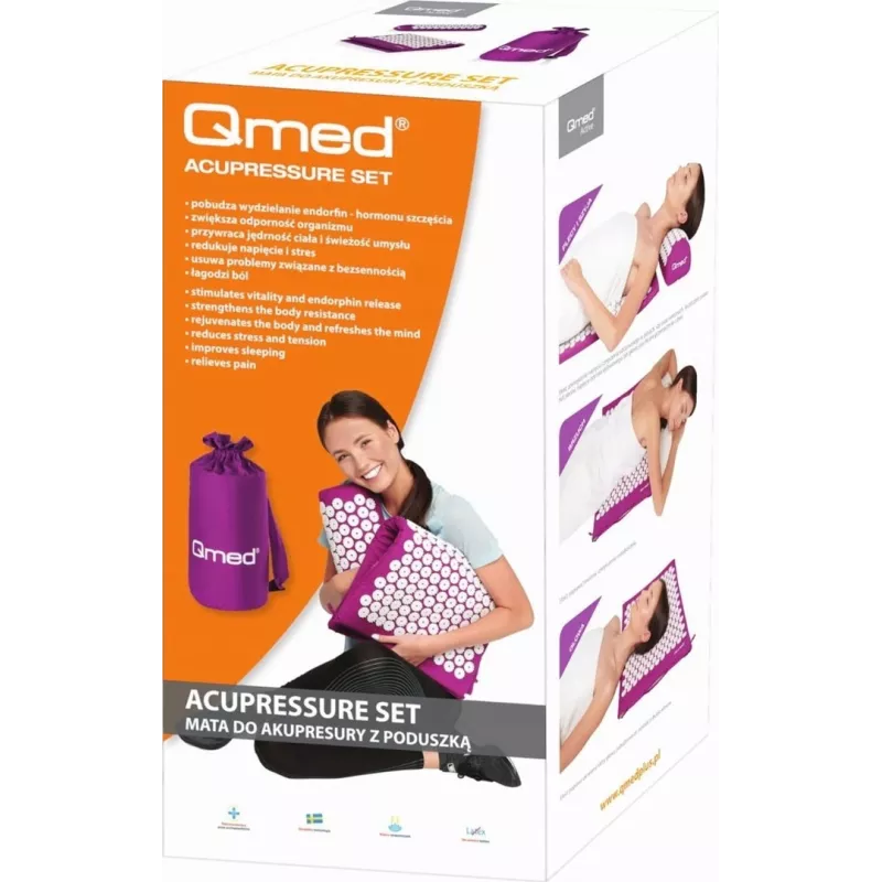 Akupressurmatte mit Kissen Qmed ACUPRESSURE MAT — Druckpunkt-Massageauflage