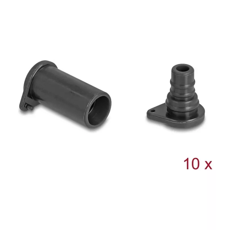 DeLOCK 60671 Anschluss-Staubschutzkappe 10 Stück DL4 Silikon Schwarz 14x29x14 mm