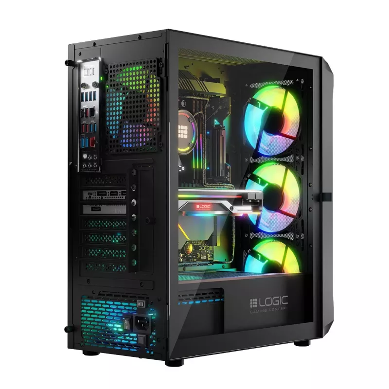 LOGIC CONCEPT Portos ARGB ATX Mid-Tower-Gehäuse, schwarz