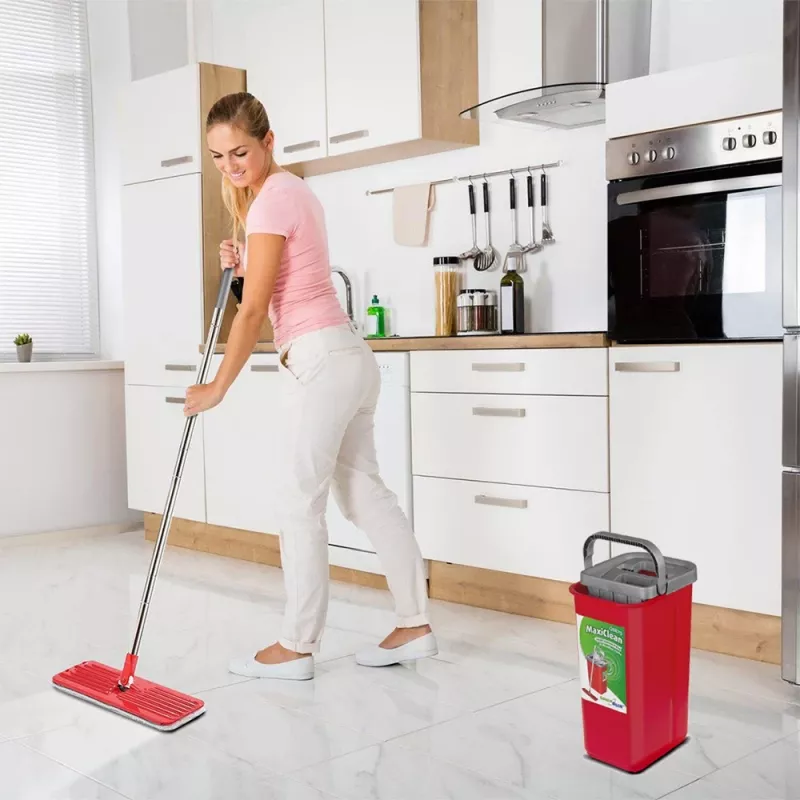 GB870 MaxiClean Flachwischer-Set mit 2-in-1-Reinigungseimer 5,7L Wischset Bodenwischer Reinigungssystem Reiniger 360° drehbarer Wischkopf