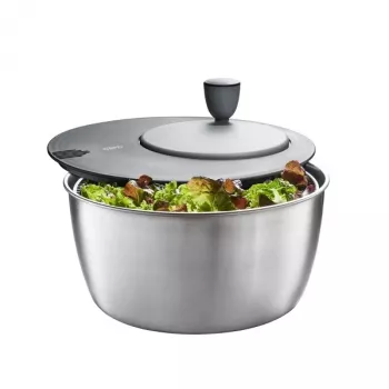 Salatschleuder GEFU Rotare Edelstahl, Kurbelantrieb, 3 L, Edelstahlgehäuse, rund