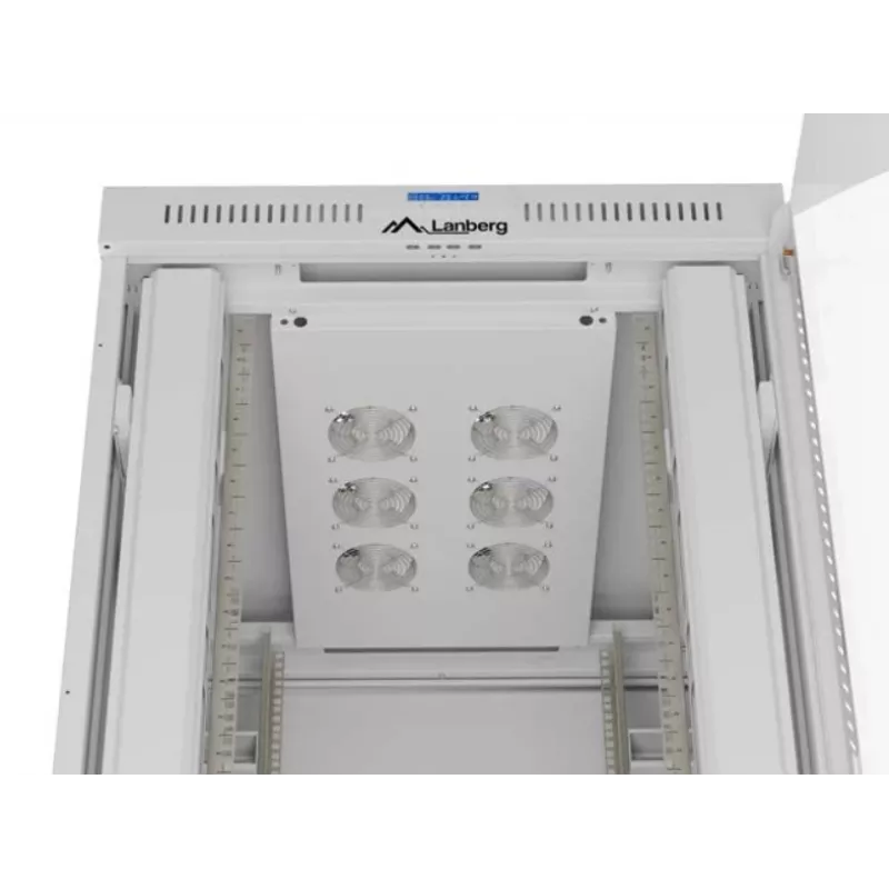 Rack-Schrank LANBERG FF01-8047-12SL 47U 800x1000 mm grau mit vorderen und hinteren Glastüren und Platz für LCD-Panel