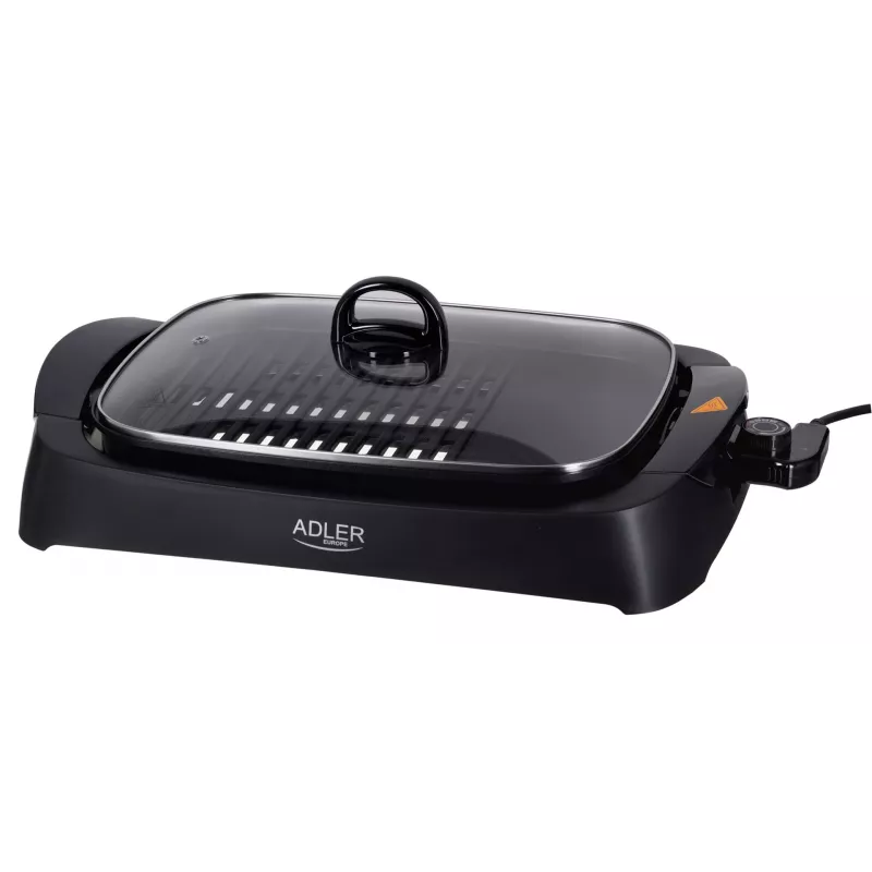 Tisch-Elektrogrill Adler AD 6610, 3000 W, schwarz, rechteckige Dual-Zonen-Rost+Platte