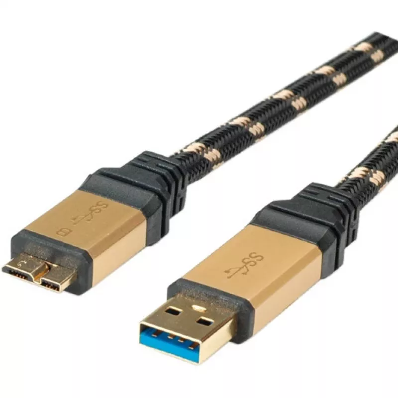 ROLINE Gold USB 3.0 Kabel, USB A Stecker - USB 3.0 Micro B Stecker 2,0m (11.02.8879)