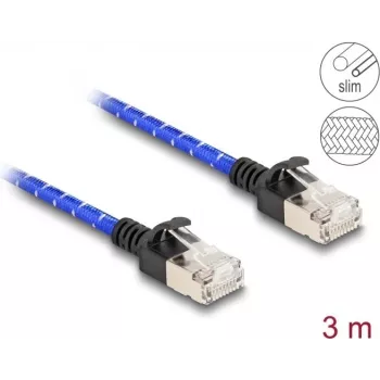 Netzwerkkabel DeLOCK RJ45 schlank 3m Cat6A U/FTP Blau